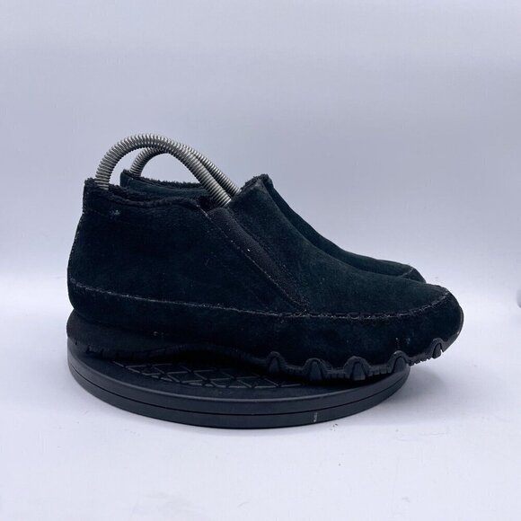 Skechers Boots Womens 8 Bikers Sneakers Ankle Bootie Slip On 49403 Black Suede - Picture 2 of 9